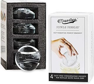 Masontops Pickle Pebble Glass Infinity Weights for Fermenting – Pickling Weight Set – Small/Regular Mouth Mason Jar Fermen…