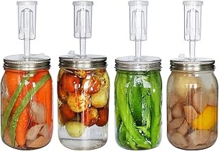laffeya Fermentation Lids, Airlocks for Fermenting, 4 Sets Fermentation Kit for Wide Mouth Jars- Stainless Steel Fermentin…