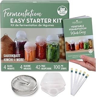 Fermentation Easy Starter Kit – Sauerkraut, Kimchi and More – Recipe Book and Equipment