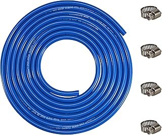 Generic Blue CO2 Gas Line Beer hose with 4 Clamps 20 FT 516 Inch ID 916 OD Food Grade Vinyl Tubing for Keg Kegging System …