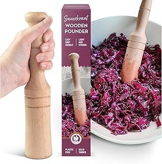 Sauerkraut Pounder – Solid Wooden Tamper for Sauerkraut Kimchi and Meat Tenderising