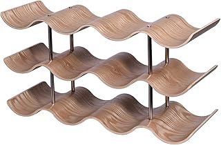 mosegor Wooden Wine Rack Holds 12 Bottles of Wine，3-Tiers/4-Tiers Wine Bottle Holder Countertop Wave Wine Storage Rack for…