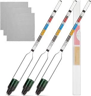 3 Packs Triple Scale Hydrometer with Cleaning Cloth for Wine Beer Mead Kombucha Brewer Elite Hydrometer Alcohol Measuring …