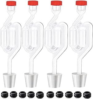 4PACK Twin Bubble Airlock Set, Fermentation Airlock,Brewing Airlocks Brew Kits Airlocks for Fermenting with 4 Stoppers + 1…