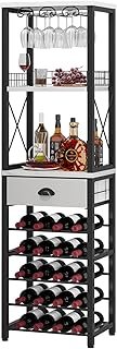 Homeiju Wine Rack Freestanding Floor, Bar Cabinet for Liquor and Glasses, 4-Tier bar Cabinet with Tabletop, Glass Holder, …