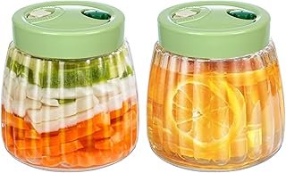 YUEYEE Fermentation Jars 2 Pack 1L Kimchi Container,Fermenting Jar with 2 Air Release Vent Perfect for Fermentation for Ki…