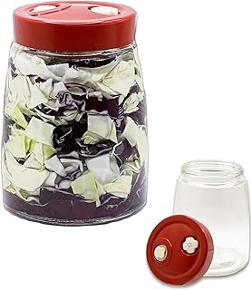 XXWZJH Fermentation Jar with Dual Venting Valve Airlock Lid, Pickle Jar, Kimchi Container, Making Kit for Sauerkraut, Mea…