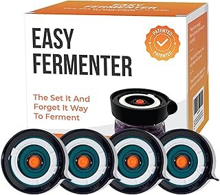 Easy Fermenter Fermentation Kit, Mason Jar Airlock Lid for Wide Mouth Jars, Kimchi, Pickle, and Sauerkraut Fermenting, Pac…
