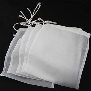 5 Pcs White Nylon Straining Bag – Fine Mesh – Homebrew Beer Wine Cider Dry Hop Beer Brewing Filters and Straining Home Bre…