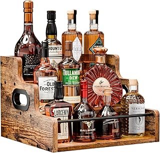 KLM Liquor Bottle Display Shelf, Coffee Syrup Rack Organizer, 3 Step Countertop Liquor Wine Rack, mini bar,liquor cabinet,…