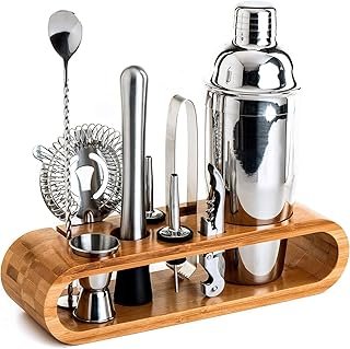 Cocktail Set Cocktail Shaker Set: 10-Piece Bar Tool Set with Bamboo Stand | Perfect Home Bartending Kit and Martini Cockta…