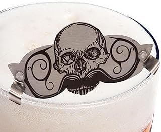 Moustache Cover for Beverage, Moustache Protector, Stainless Steel Skull Design – Innovative Multifunctional Drink Supplie…