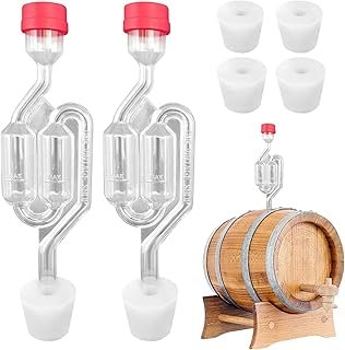 RODISHOMM 2pcs Brewing Fermentation Airlock, Plastic Valve for Beer and Wine Making, Reusable Exhaust Valve with Cap, Ferm…